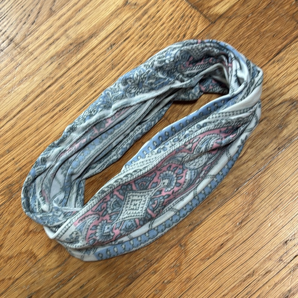 Handmade Lightweight Pink & Periwinkle Floral Paisley Headband or Neck Scarf